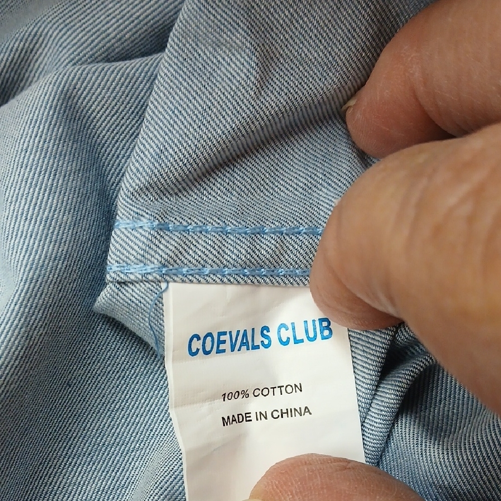 Casual Light Blue Snap-Front Button Down Shirt by - Picture 10 of 11